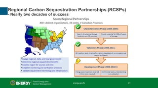 21 | Office of Fossil Energy
Regional Carbon Sequestration Partnerships (RCSPs)
- Nearly two decades of success
energy.gov...
